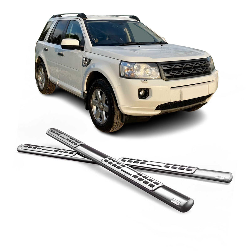 Marchepieds Latéraux pour Land Rover Freelander 2 2007-2014 Acier Inox Argent