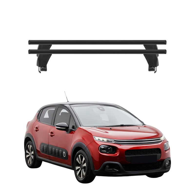 Menabo Barres de toit Transversales pour Citroen C3 2016-2024 Noir ABE 2x