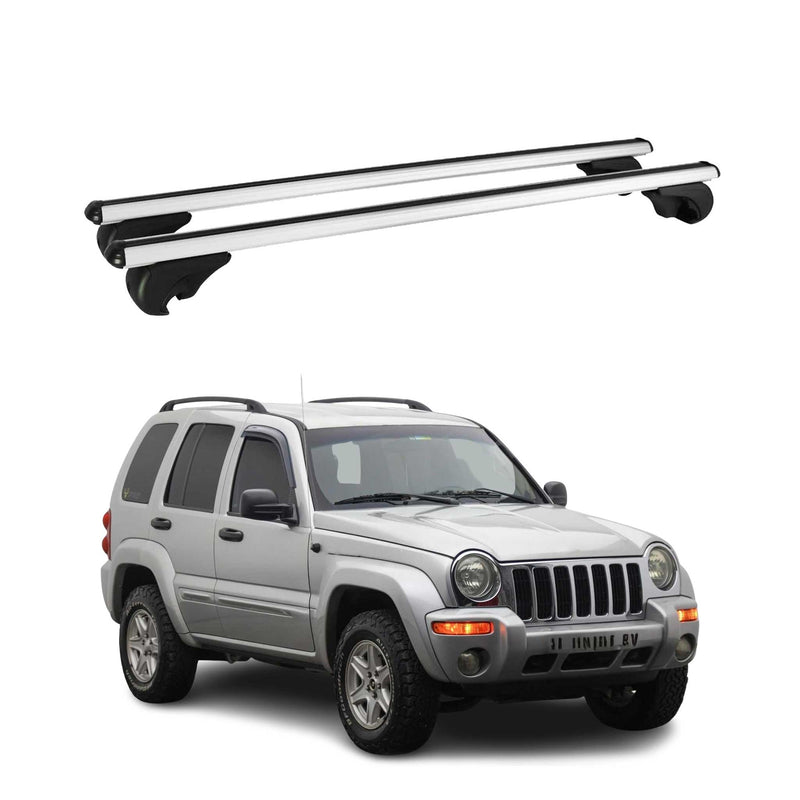 Barres de toit Transversales pour Jeep Cherokee 2001-2007 Aluminium Argent