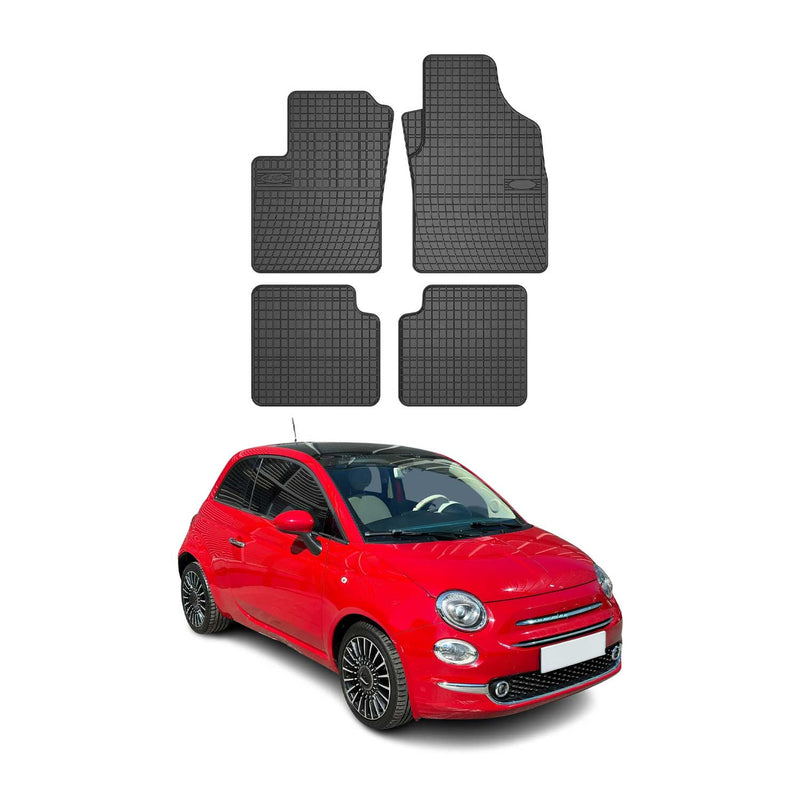 Tapis de Sol pour Fiat 500 2007-2020 Caoutchouc Noir