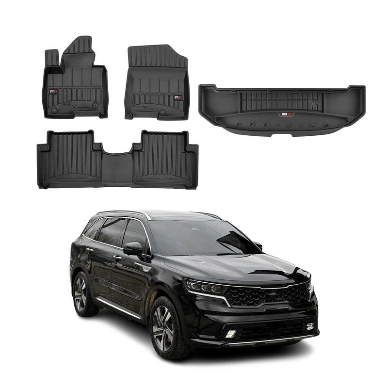 Kit Tapis de Sol et Coffre pour Kia Sorento Hybrid 2020-2022 TPE Noir