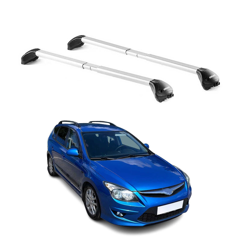 Barres de toit pour Hyundai i30 Wagon FD 2008-2012 Gris Argenté 2 pièces ABE