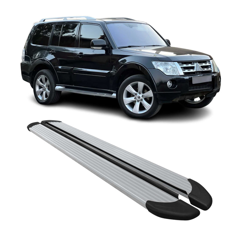 Marchepieds Latéraux pour Mitsubishi Pajero V80 2007-2024 Aluminium Argent 2Pcs