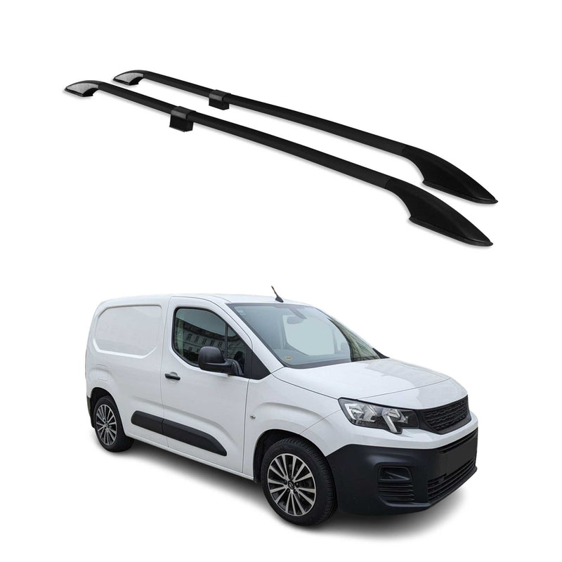 Barres de toit longitudinales pour Peugeot Partner 2018-2025 L1 Alu Noir 2x