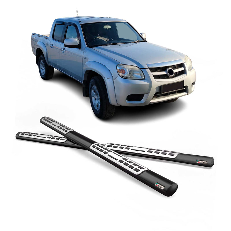 Marchepieds Latéraux pour Mazda BT-50 Double Cab 2009-2012 Acier Inoxydable Noir