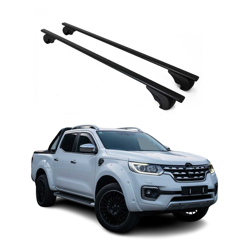 Barres de toit Transversales pour Renault Alaskan 2017-2024 Fer Noir