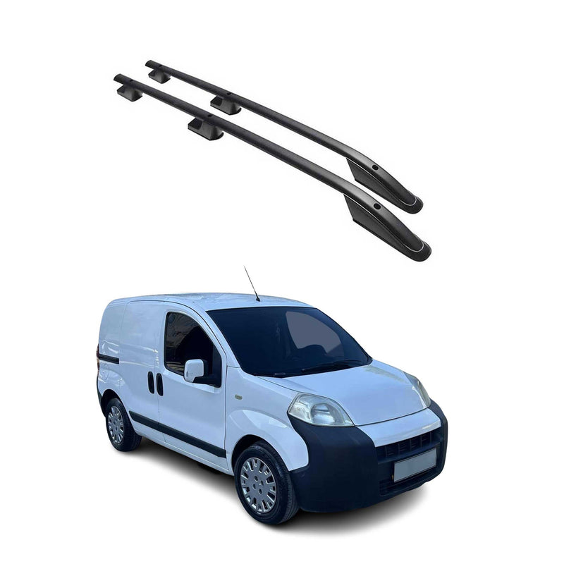 Barres de toit longitudinales pour Peugeot Bipper 2008-2021 Aluminium Noir