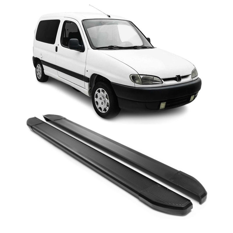 Marchepieds Latéraux pédale pour Peugeot Partner 1996-2008 Noir Aluminium 2Pcs