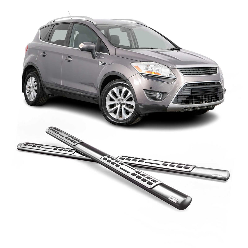 Marchepieds Latéraux pour Ford Kuga 2008-2012 Acier Inoxy Argent