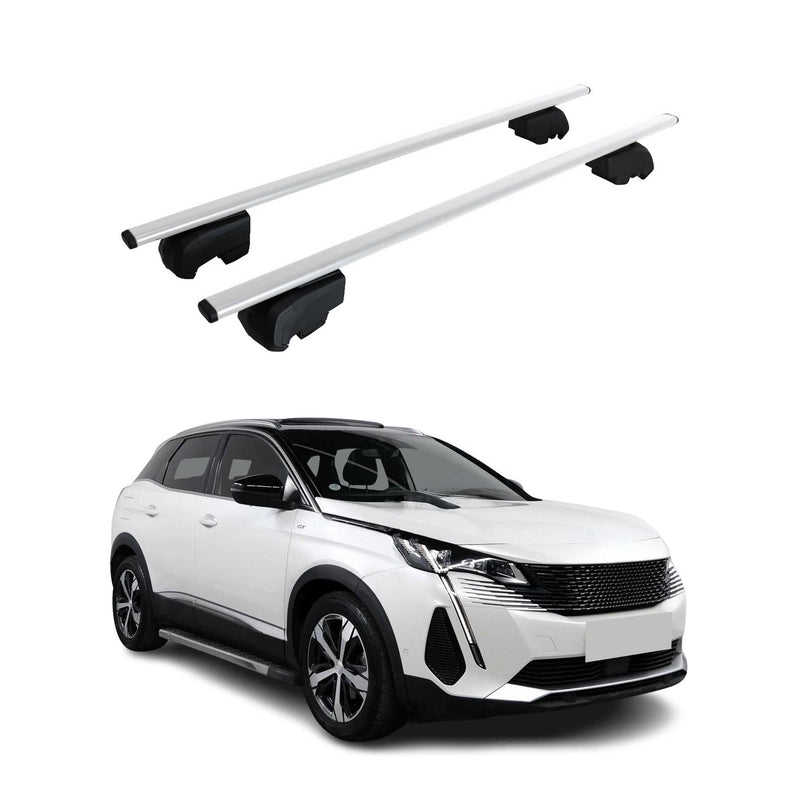 Barres de toit Transversales pour Peugeot 3008 2016-2023 Fer Argent ABE