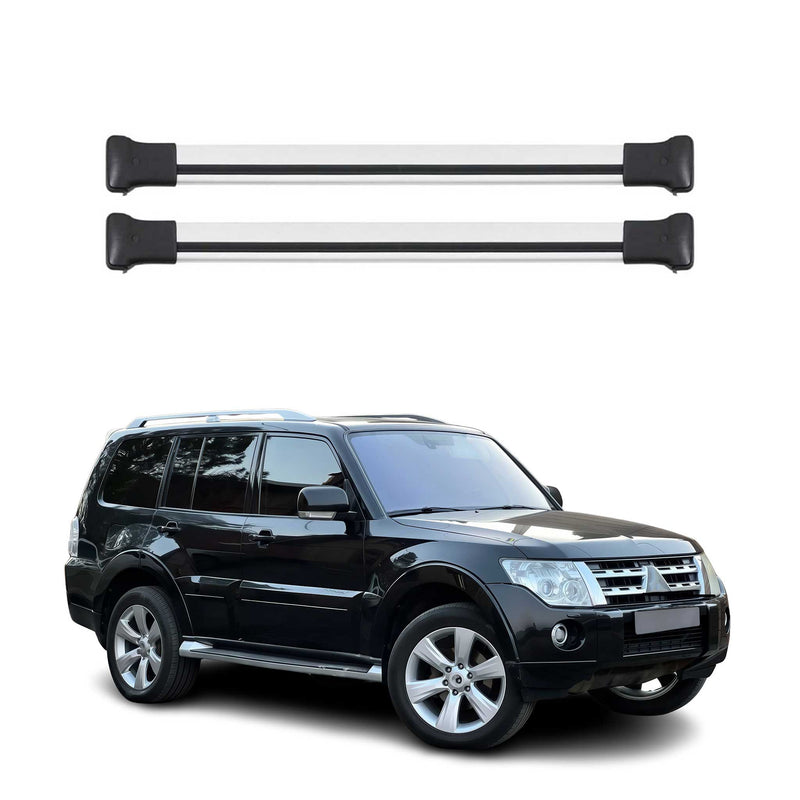 Barres de toit transversales pour Mitsubishi Pajero 2007-2025 Aluminium Gris