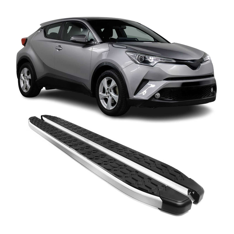 Marchepieds Latéraux pour Toyota C-HR Hybrid 2016-2024 Gris Noir Aluminium 2Pcs