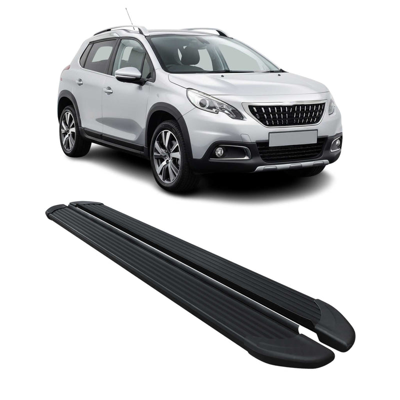 Marchepieds Latéraux pour Peugeot 2008 II 2017-2020 Aluminium Noir 2 Pcs