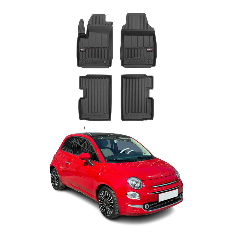 OMAC Tapis de sol en caoutchouc pour Fiat 500 500C 2007-2025 Noir Premium