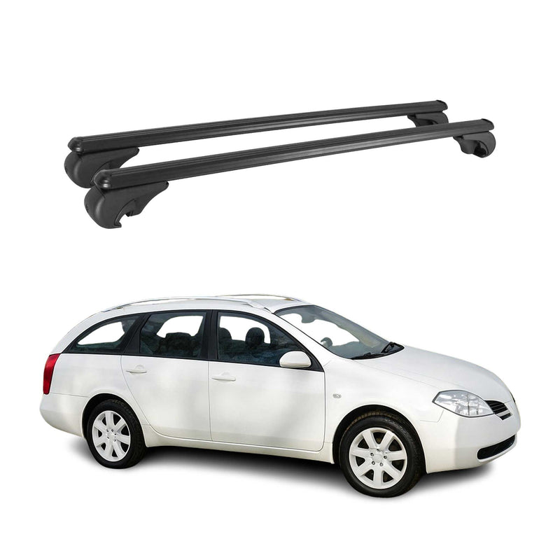 Barres de toit Transversales pour Nissan Primera WP12 2002-2008 Aluminium Noir