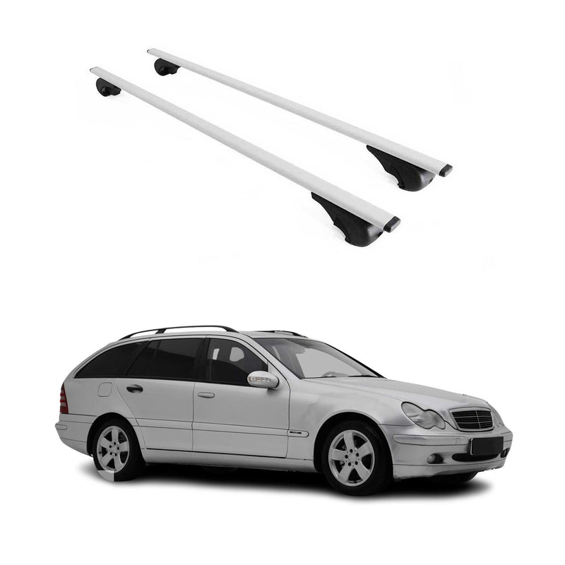 Barres de toit Transversales pour Mercedes Classe C S203 2000-2007 Fer Argent