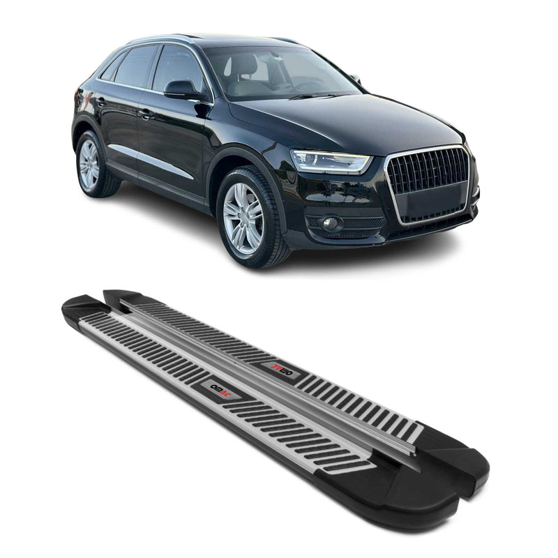 Marchepieds latéraux pédale pour Audi Q3 8U 2011-2018 Aluminium Noir Gris 2Pcs