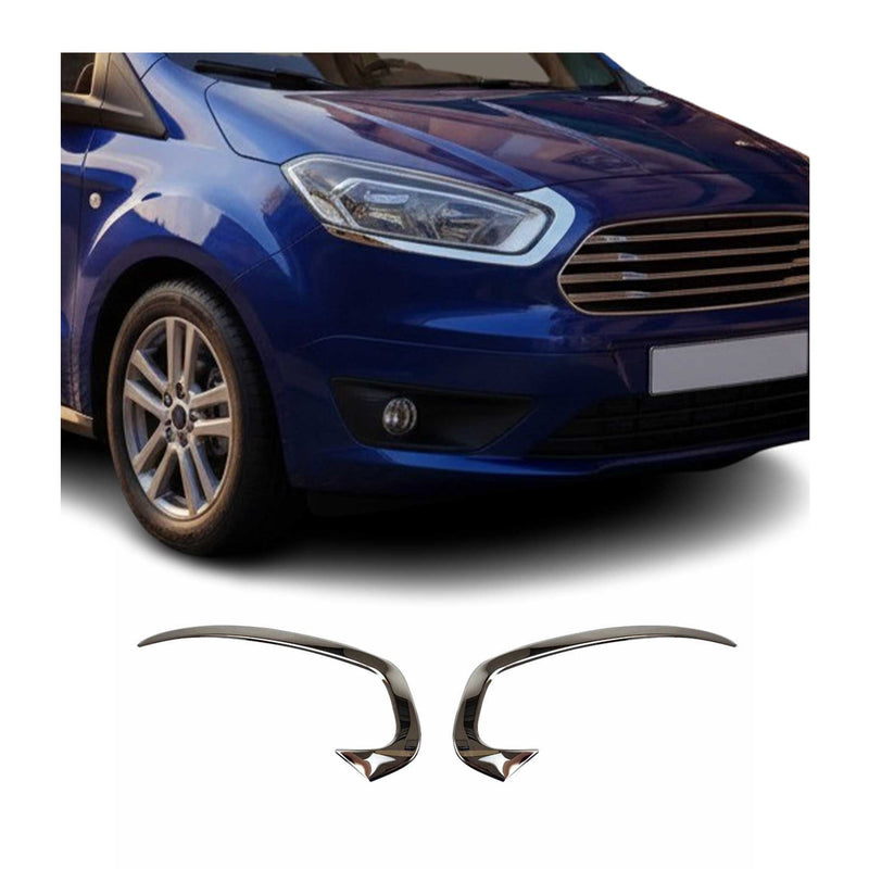 Baguettes de Phare Avant - pour Ford Tourneo Courier 2014-2024 inoxy chromé