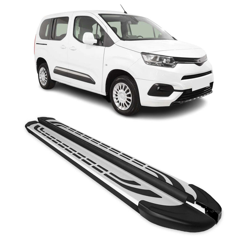 Marchepieds Latéraux pour Toyota Proace City 2019-2025 Alu Gris Noir L1 Court