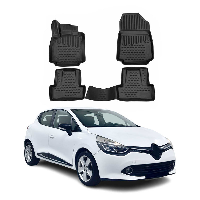 OMAC Tapis de sol pour Renault Clio 2012-2019 sur mesure en caoutchouc Noir
