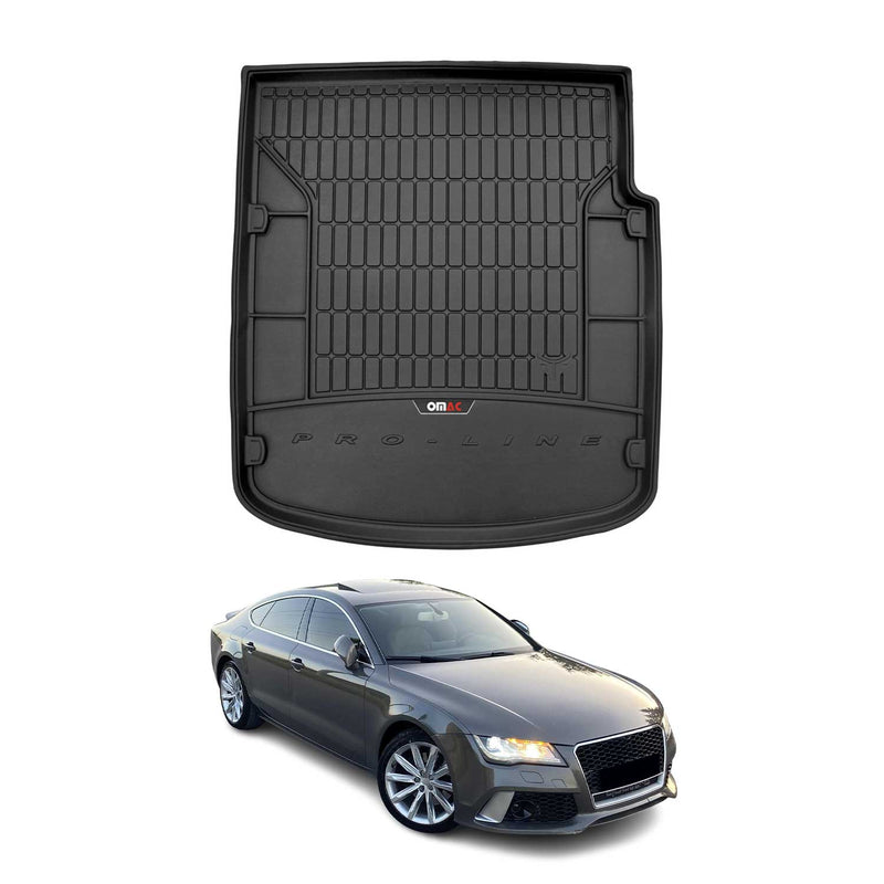 OMAC Tapis De Coffre en caoutchouc pour Audi A7 Sportback 2010-2018 Noir Premium