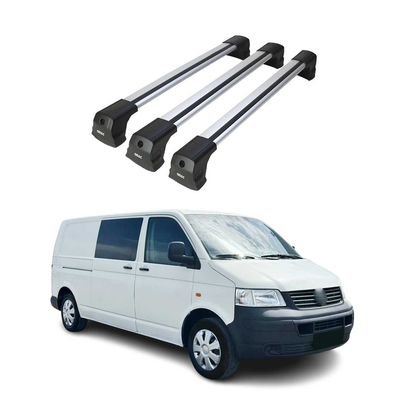Barres De Toit Transversales pour VW T5 T6 2003-2024 Alu Gris 3 Pcs