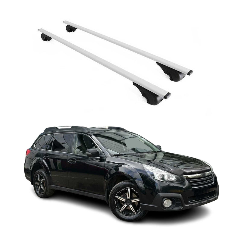 Barres de toit Transversales pour Subaru Outback 2009-2014 Fer Argent