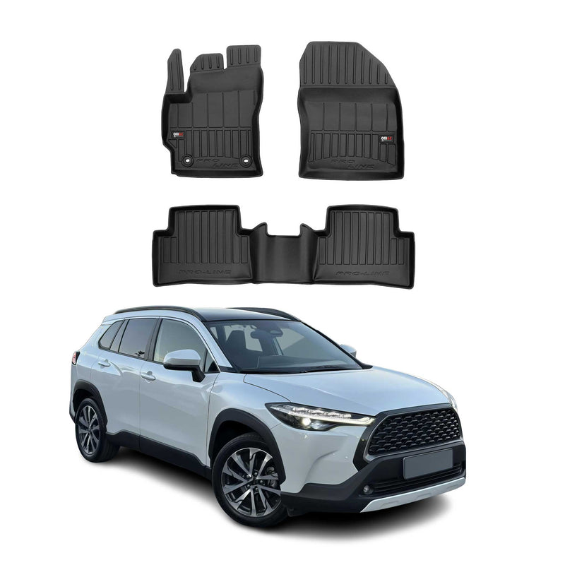 OMAC Tapis de sol noir pour Toyota Corolla Cross 2022-2025 3 pièces en TPE