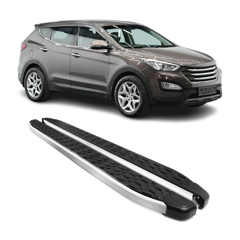 Marchepieds Latéraux pour Hyundai Santa Fe 2012-2018 Gris Noir Aluminium 2Pcs