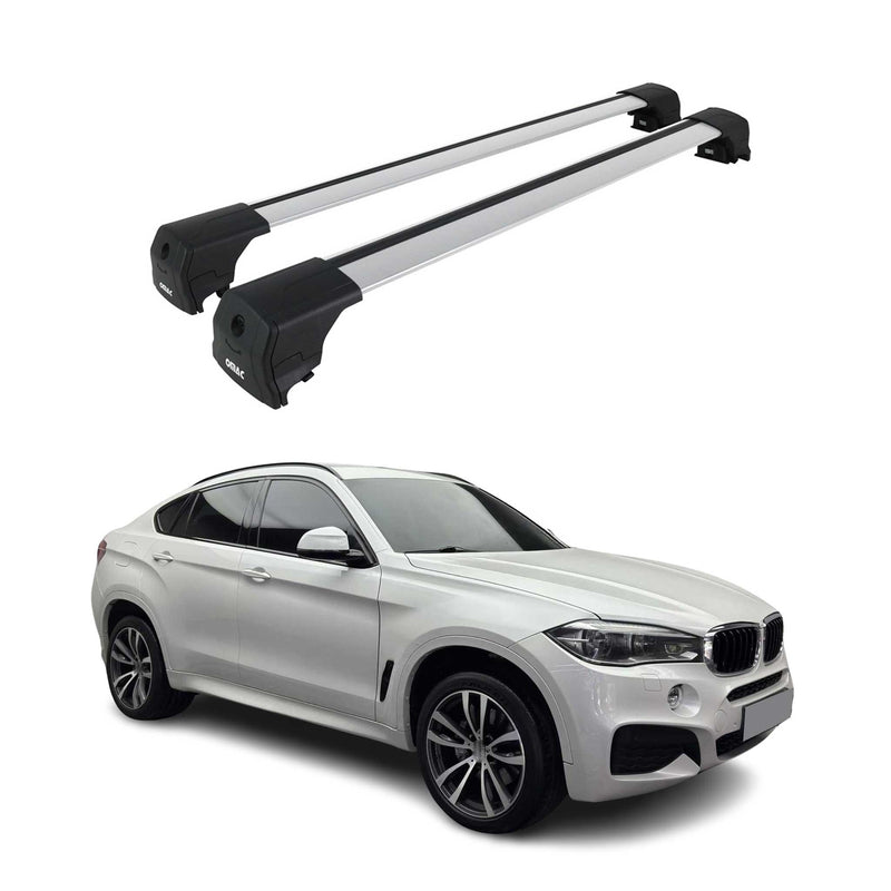Barres de toit transversales pour BMW X6 F16 2014-2019 Alu Gris ABE 2x
