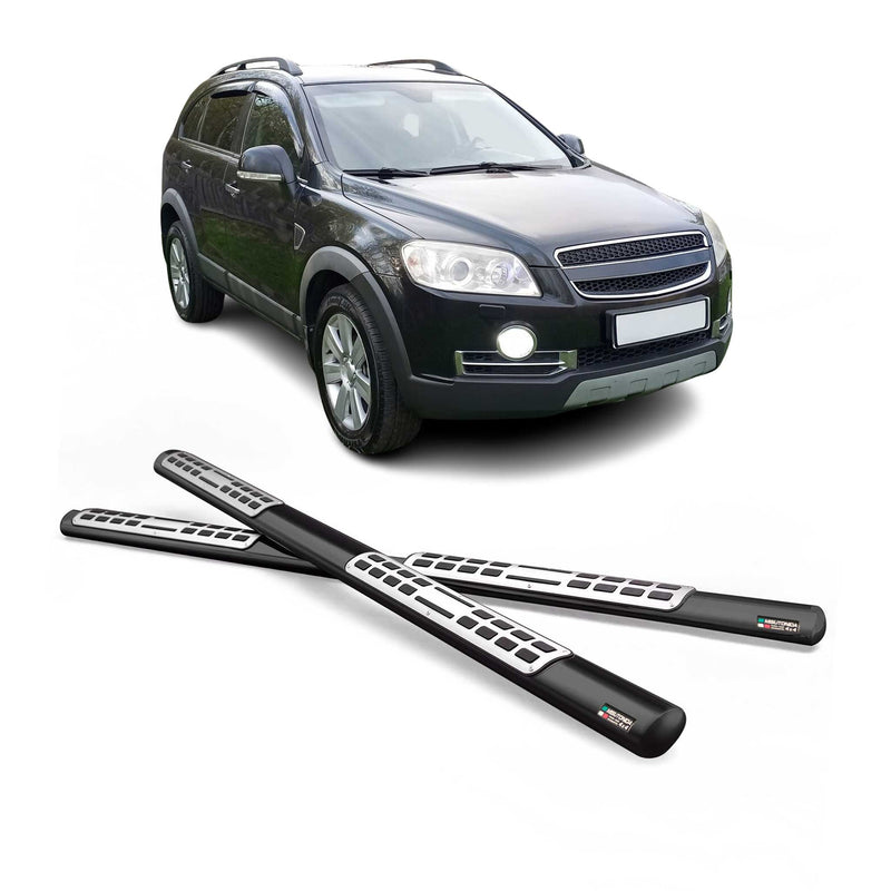 Marchepieds Latéraux pour Chevrolet Captiva 2006-2010 Acier Inoxydable Noir