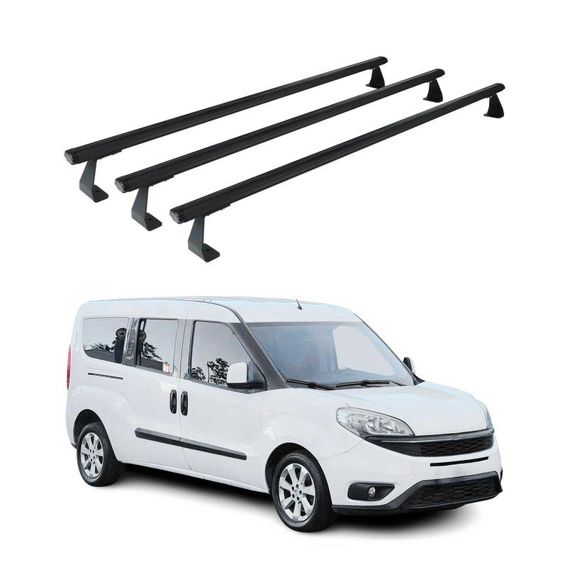 Barres de toit transversales pour Fiat Doblo 2010-2021 Aluminium Noir 3x