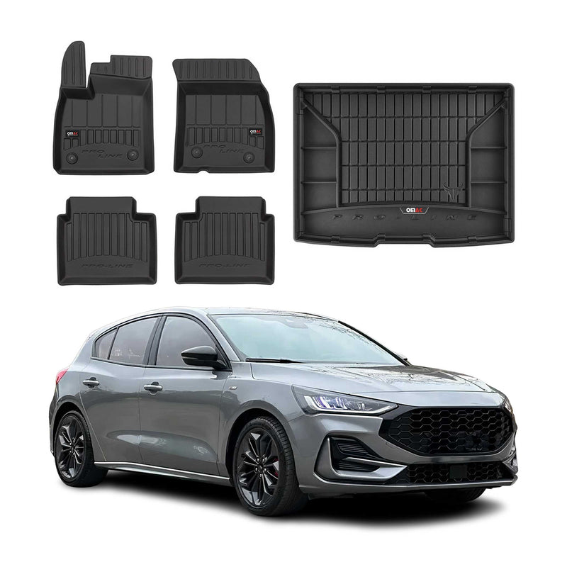 Kit Tapis de Sol et Coffre pour Ford Focus mk4 2019-2024 5Portes TPE Noir