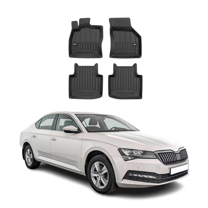 Tapis de Sol pour Skoda Superb 2015-2025 TPE Noir 4 Pcs