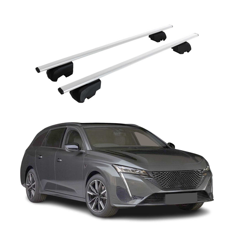 Barres de toit Transversales pour Peugeot 308 Break 2021-2023 Fer Argent ABE