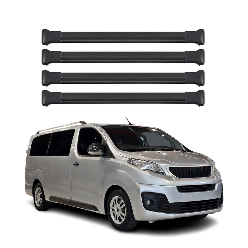 Barres de Toit transversales pour Peugeot Expert / Traveller 2016-2025 Noir 4Pcs