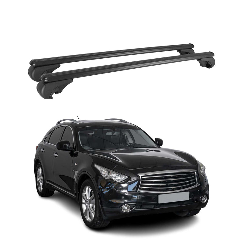 Barres de toit Transversales pour Infiniti QX70 2013-2021 Aluminium Noir