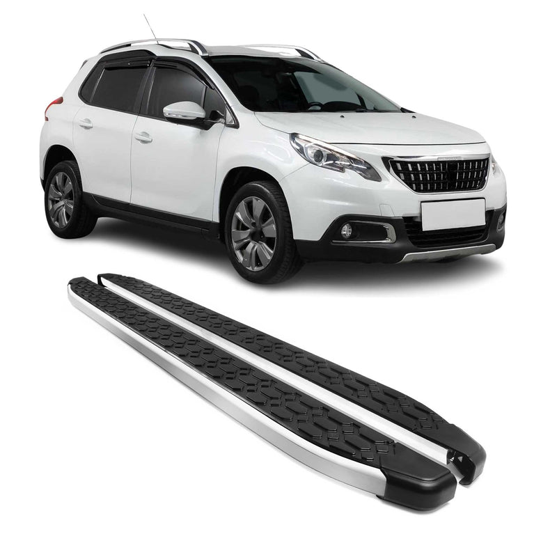 Marchepieds Latéraux pour Peugeot 2008 2013-2019 Gris Noir Aluminium 2Pcs