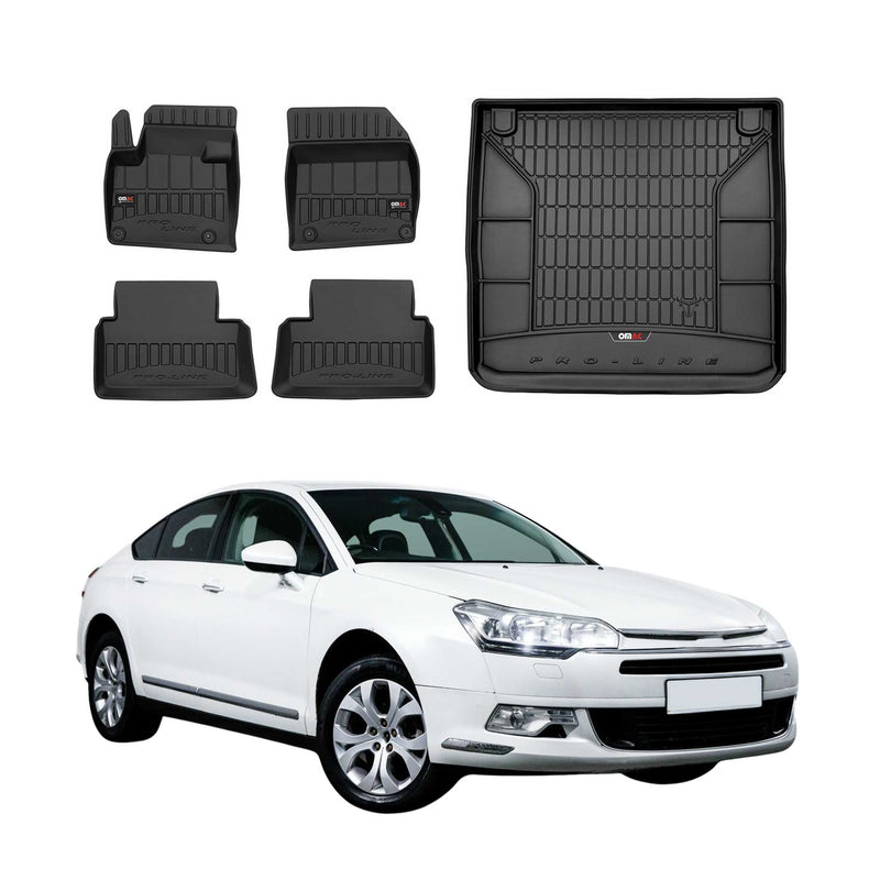 Kit Tapis de Sol et Coffre pour Citroen C5 II 2008-2017 TPE Noir