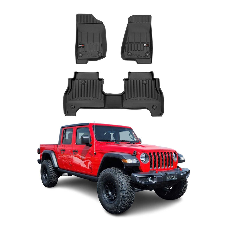 OMAC Tapis de sol en caoutchouc pour Jeep Gladiator 2020-2025 Noir Premium