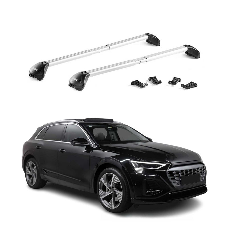 Barres de toit transversales pour Audi E-Tron 2019-2025 Alu Gris Argenté ABE