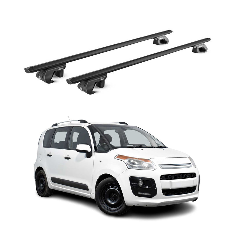 Barres de toit transversales pour Citroen C3 Picasso 2009-2017 Alu Noir 2x ABE