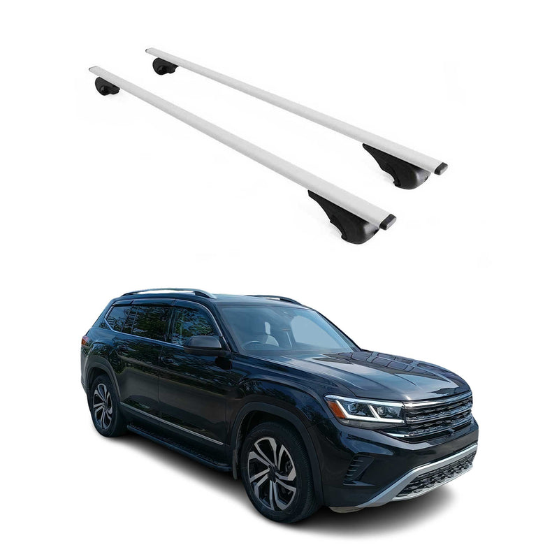 Barres de toit Transversales pour VW Atlas 2016-2024 Fer Argent