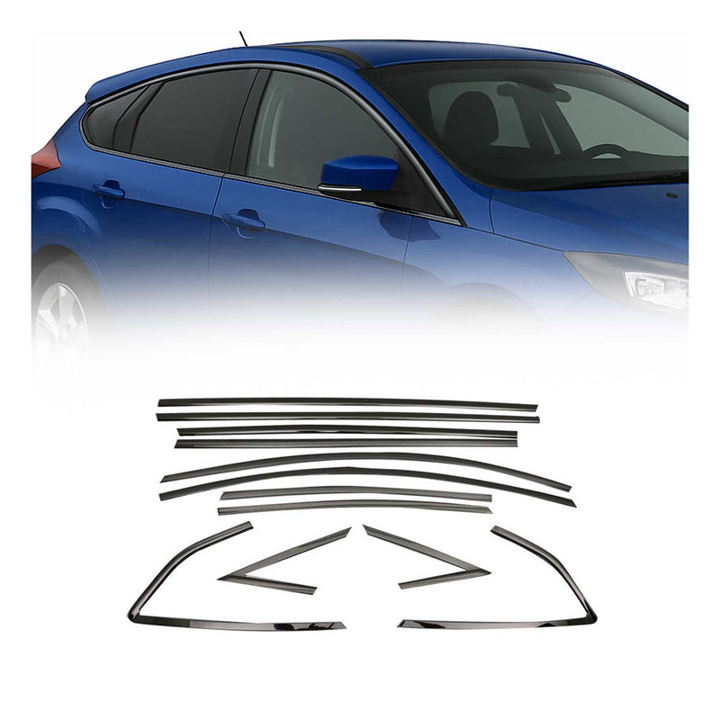 Baguettes pour contour Latérales pour Ford Focus III 2011-2018 inox chrome fonce