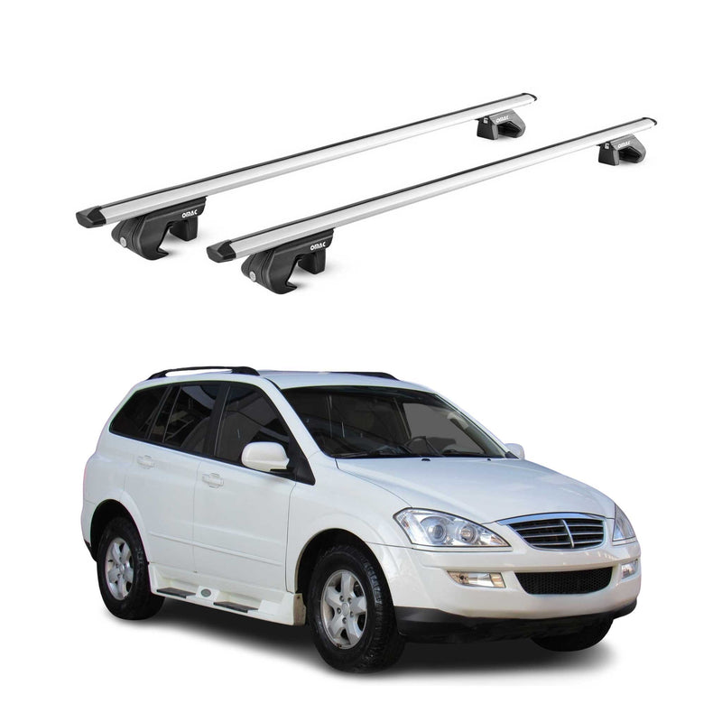 Barres de toit transversales ABE pour Ssangyong Kyron 2005-2011 5 P Alu Gris 2x