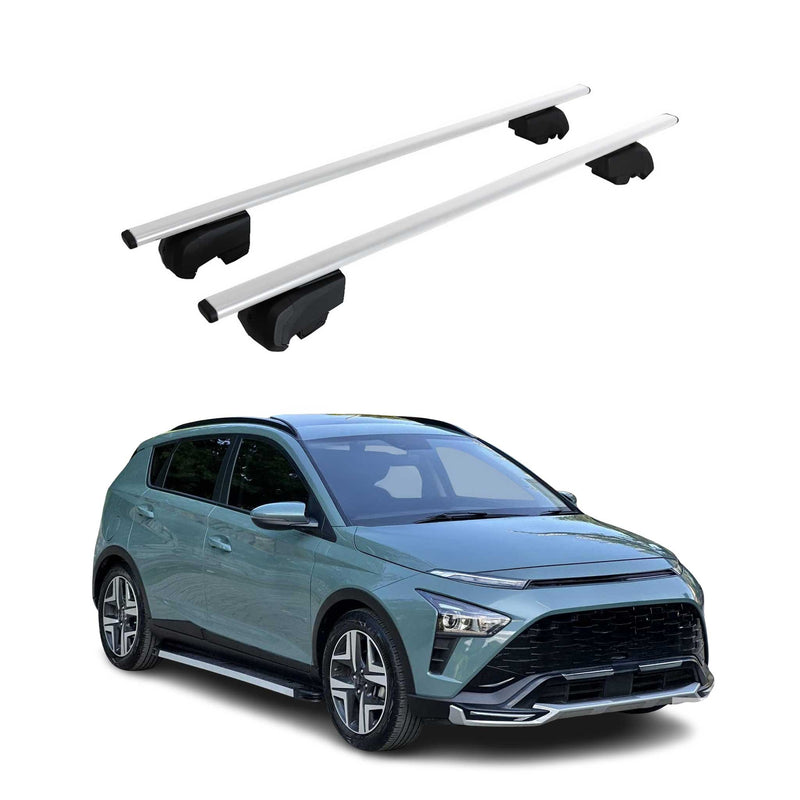 Barres de toit Transversales pour Hyundai Bayon 2020-2023 Fer Argent ABE