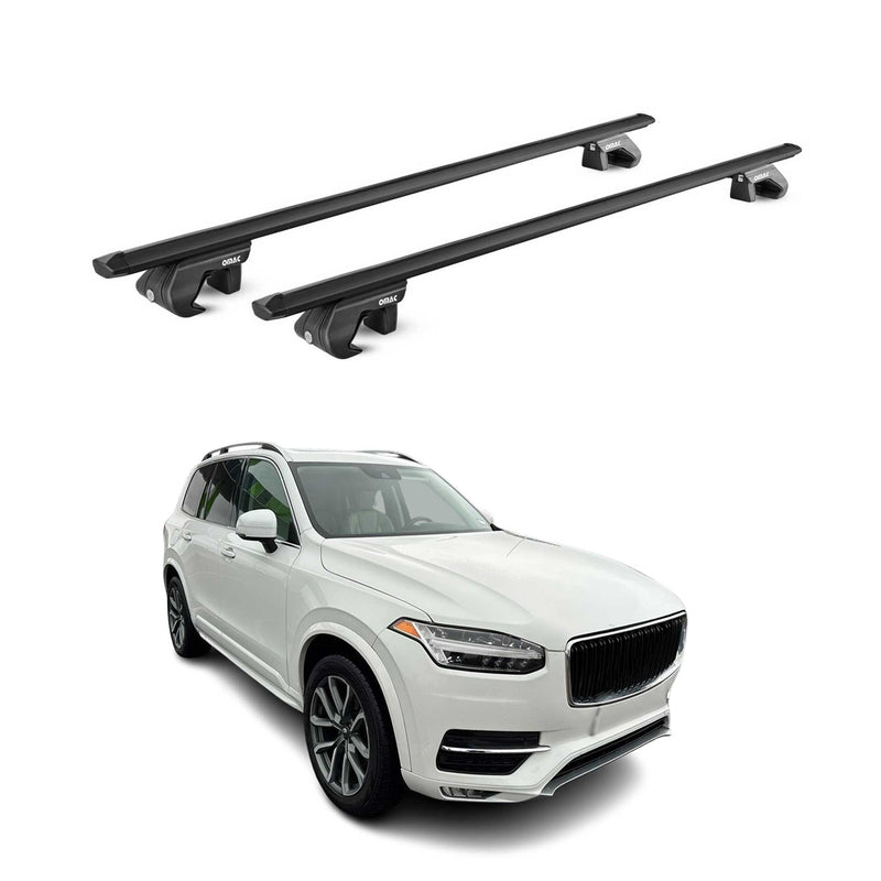 Barres de toit transversales ABE pour Volvo XC90 2002-2025 5 P Alu Noir 2x