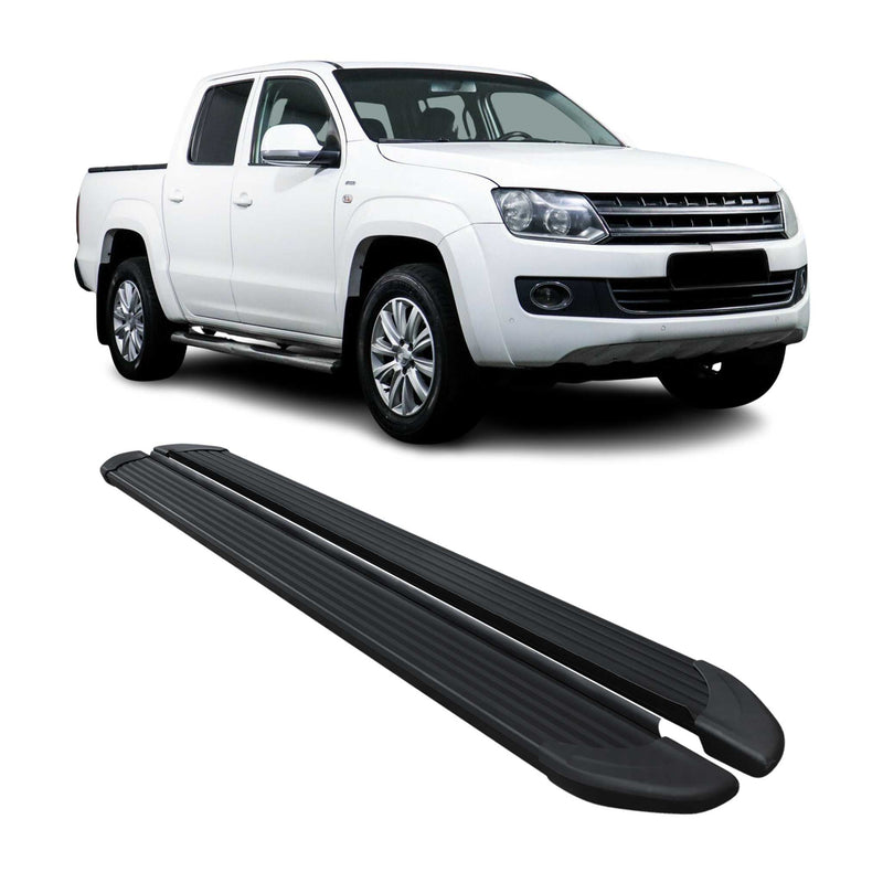 Marchepieds Latéraux pédale pour VW Amarok Double Cab 2010-2022 Noir Alu 2Pcs
