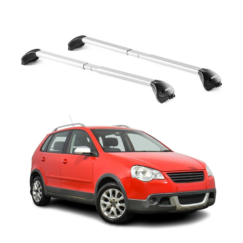 Barres de toit pour VW Polo IV Cross/ Fun 2003-2009 5P Gris Argenté 2 pièces ABE