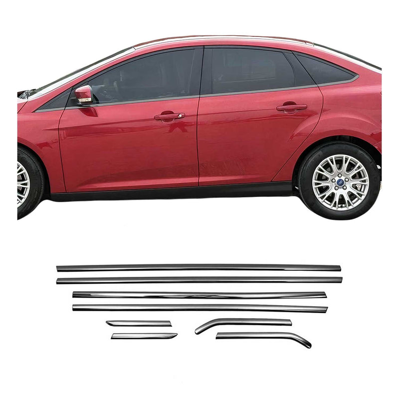 Garniture de Fenêtre pour Ford Focus Berline 2010-2018 Acier Inox Foncé 8Pcs